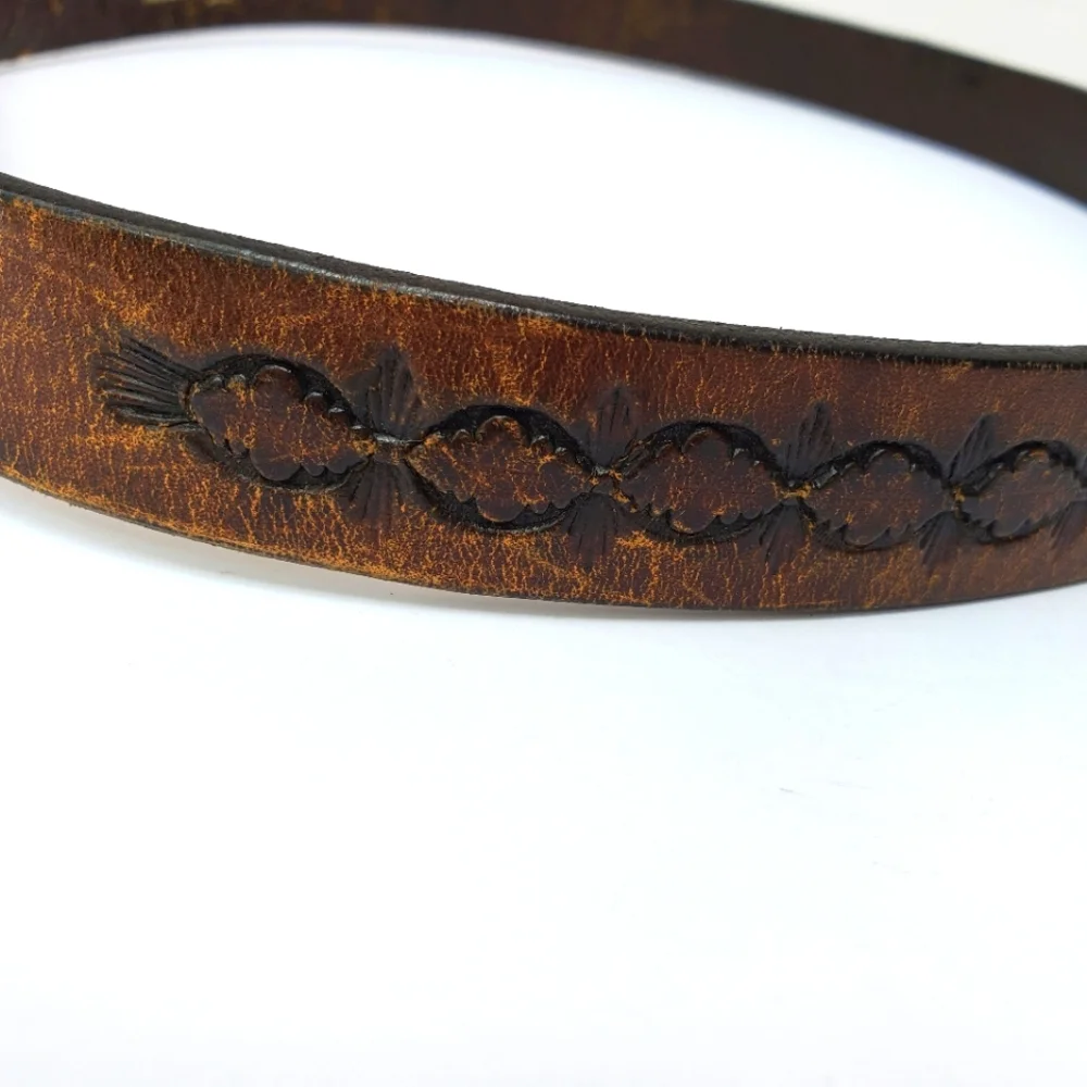 Python & Turquiose Leather Belt Genuine by Southwick / Western Boho - Picture 12 of 16